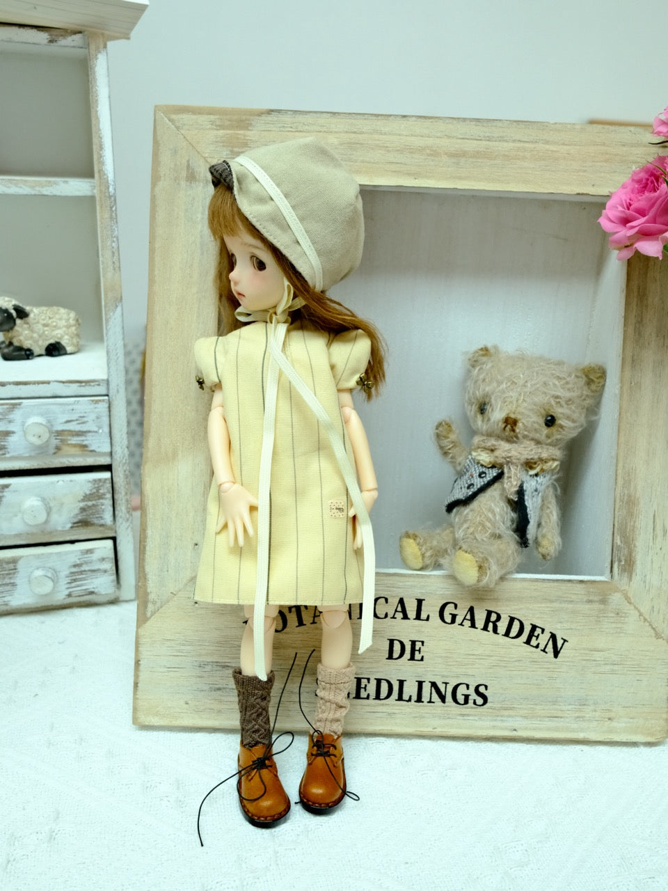 Casual Dress Hat BJD Set - Handmade Doll Clothes - ToastDoll