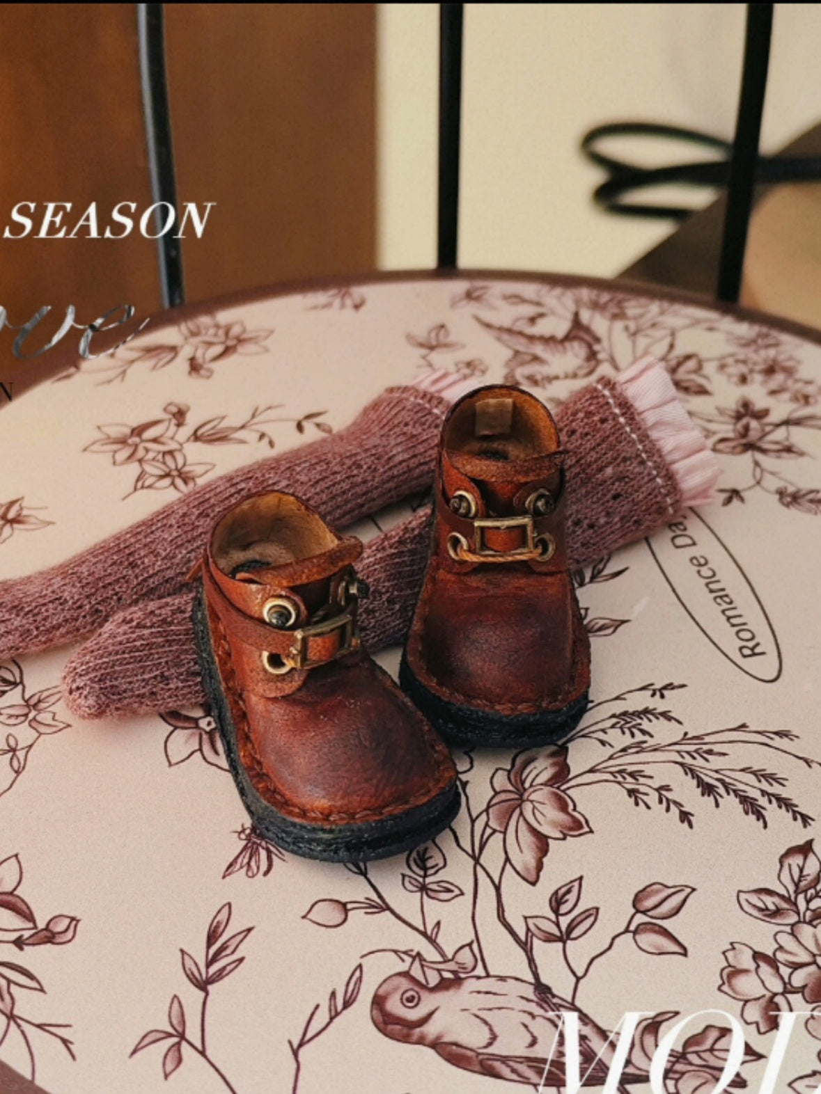 Handmade Shoes for Blythe/Obitsu, Knit Socks Leather Boots