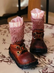 Handmade Shoes for Blythe/Obitsu, Knit Socks Leather Boots