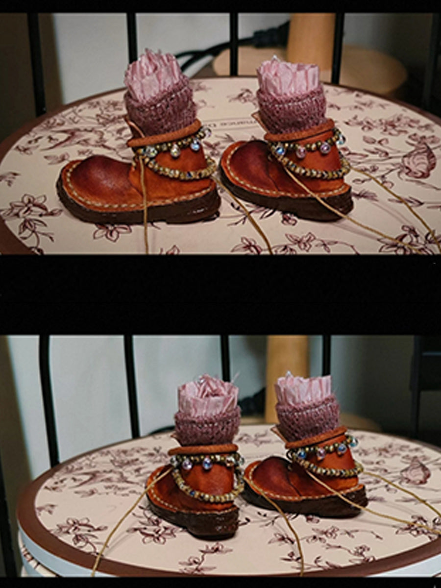 Handmade Shoes for Blythe/Obitsu, Knit Socks Leather Boots