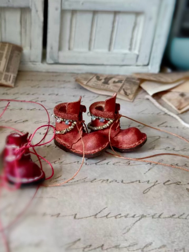 Handmade Shoes for Blythe/Obitsu, Knit Socks Leather Boots