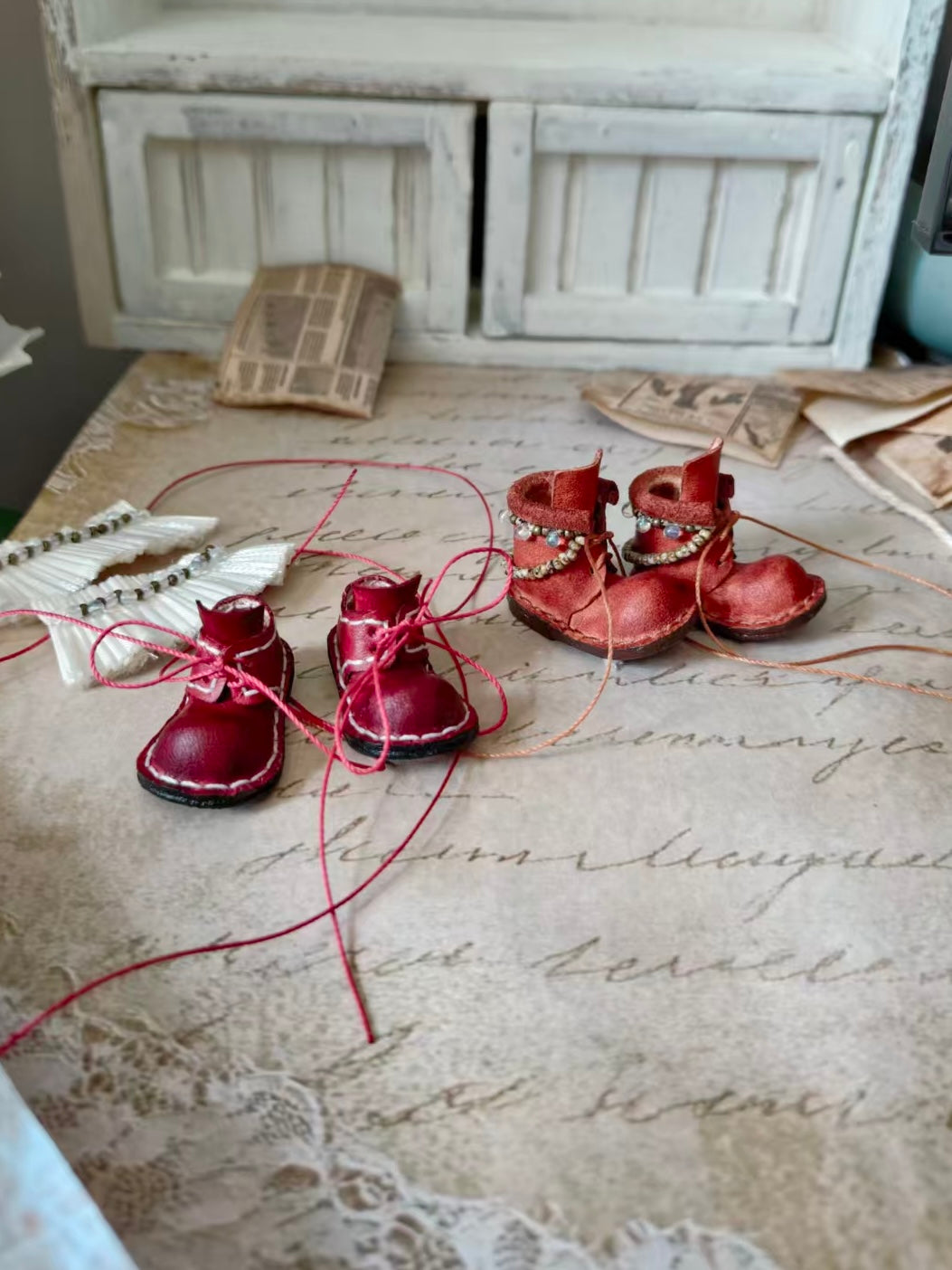 Handmade Shoes for Blythe/Obitsu, Knit Socks Leather Boots