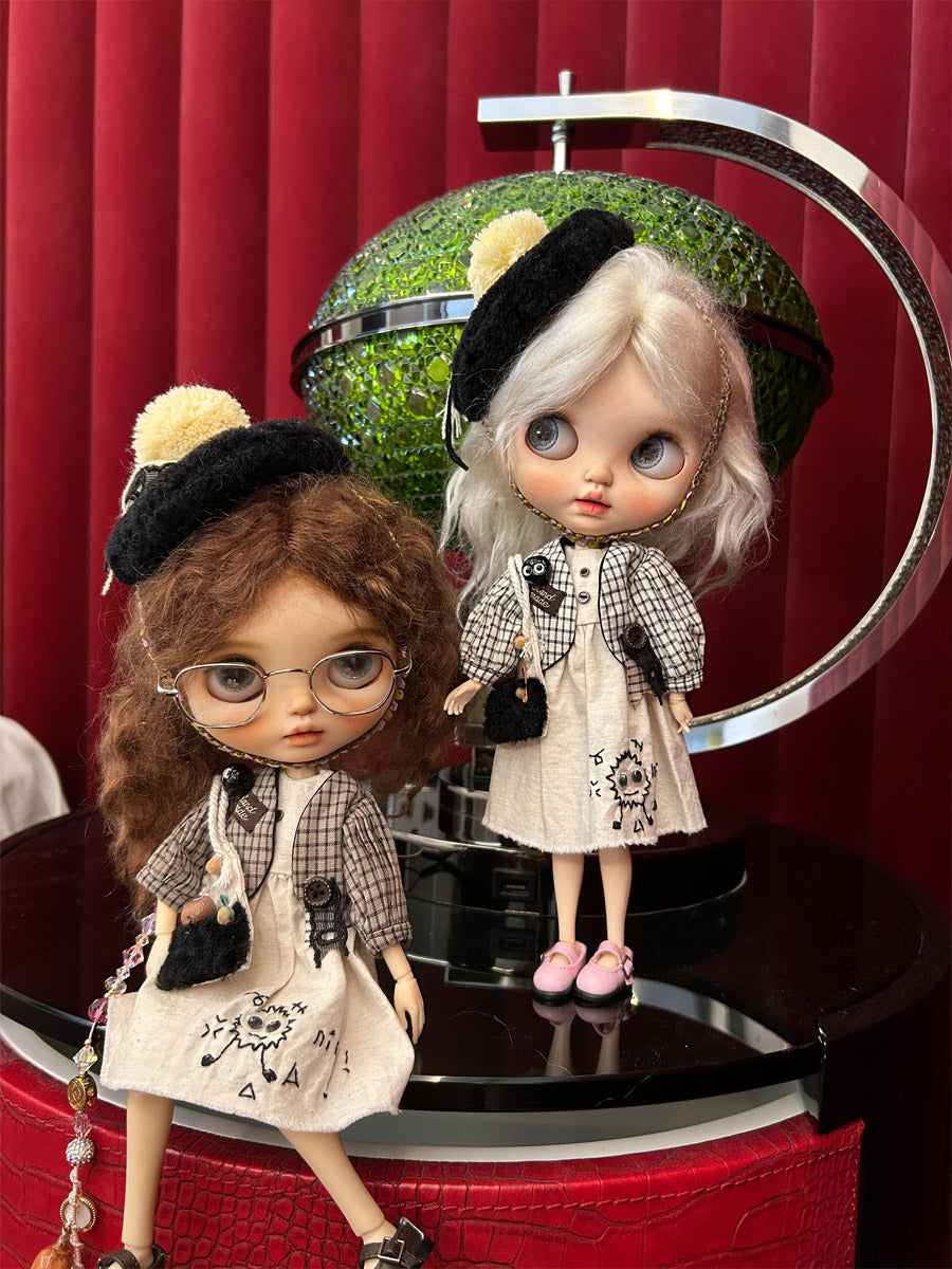 Handmade Outfit for Blythe/ Ob24/ Ob22/ Pullip, Retro Style Set