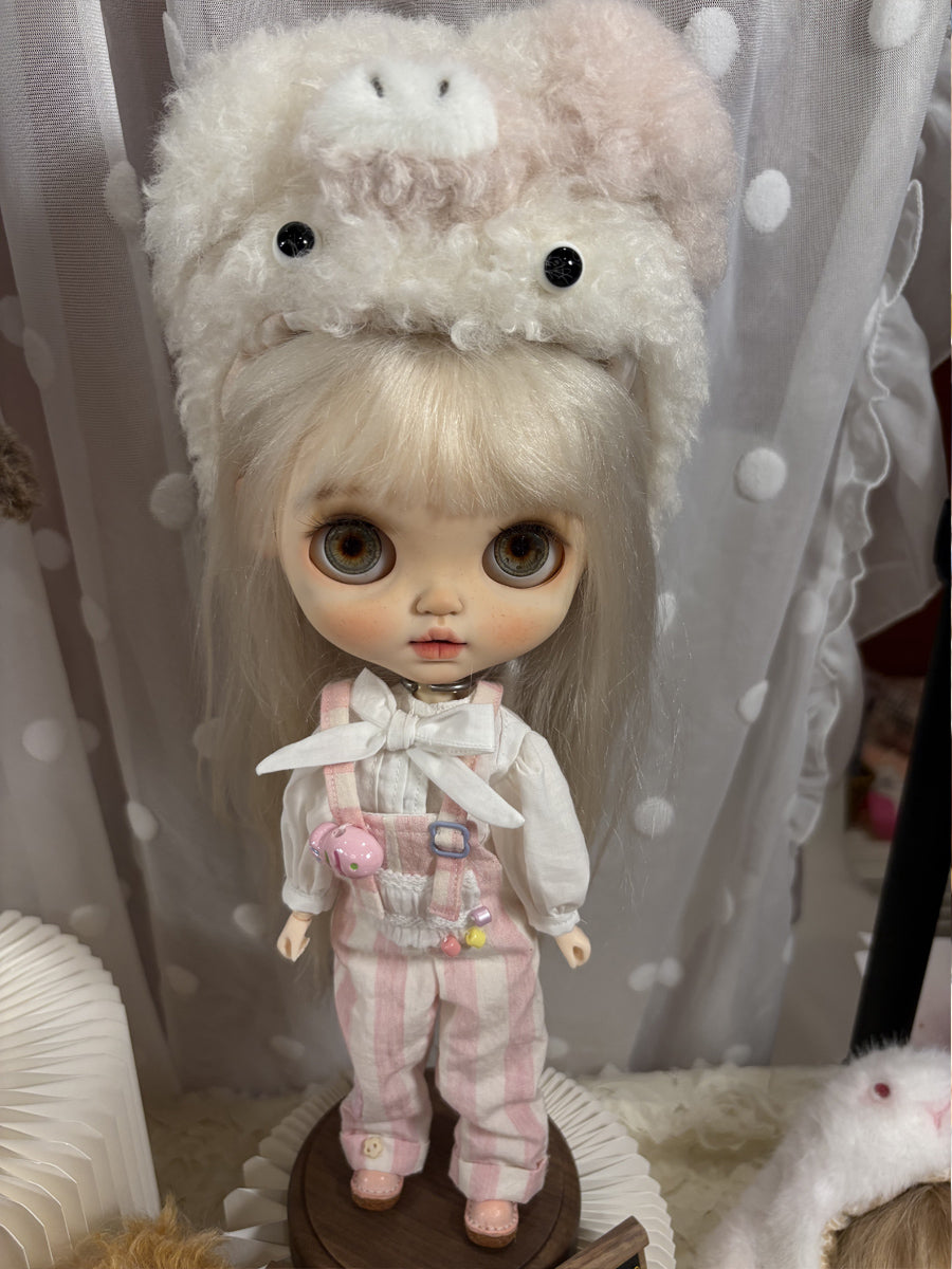Handmade Outfit for Blythe/ Ob24/ Ob22/ Pullip, Pink Overalls Set
