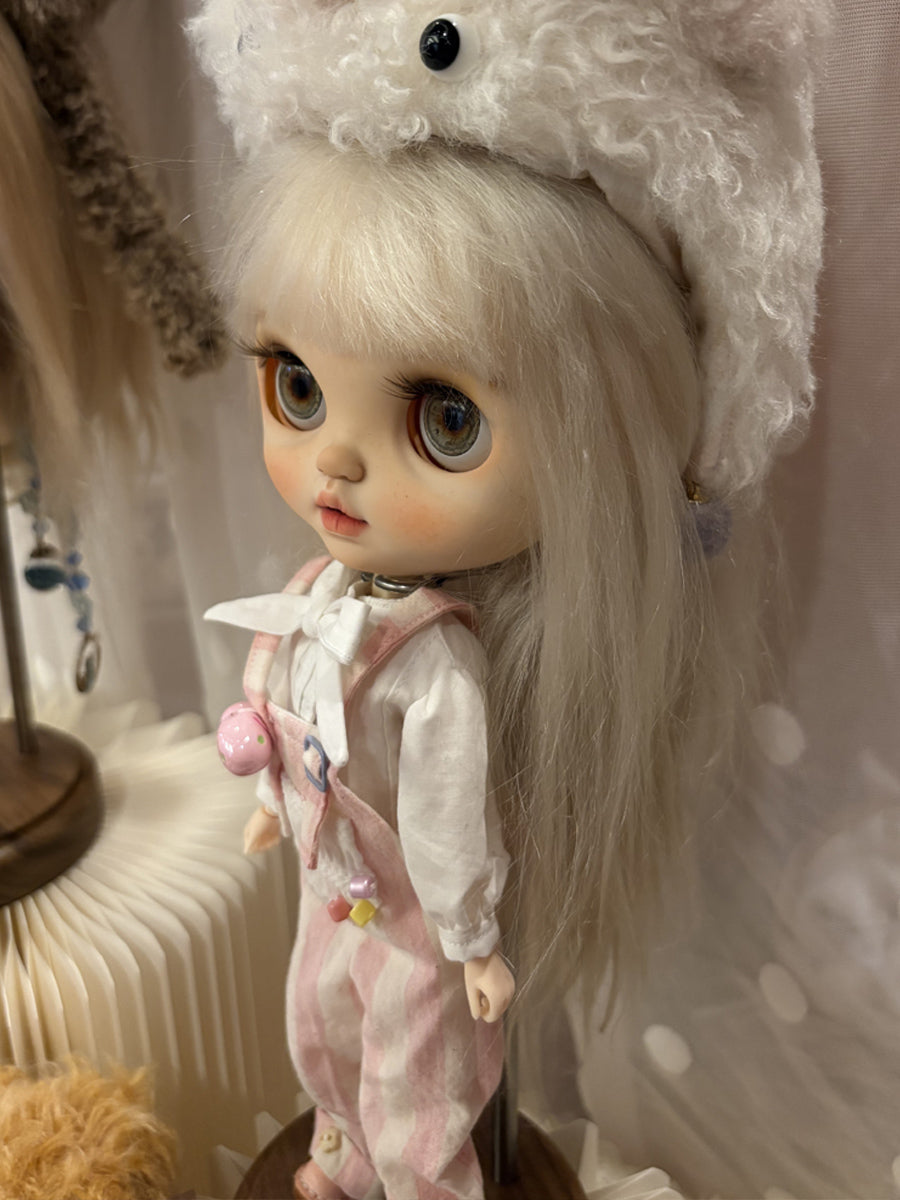 Handmade Outfit for Blythe/ Ob24/ Ob22/ Pullip, Pink Overalls Set