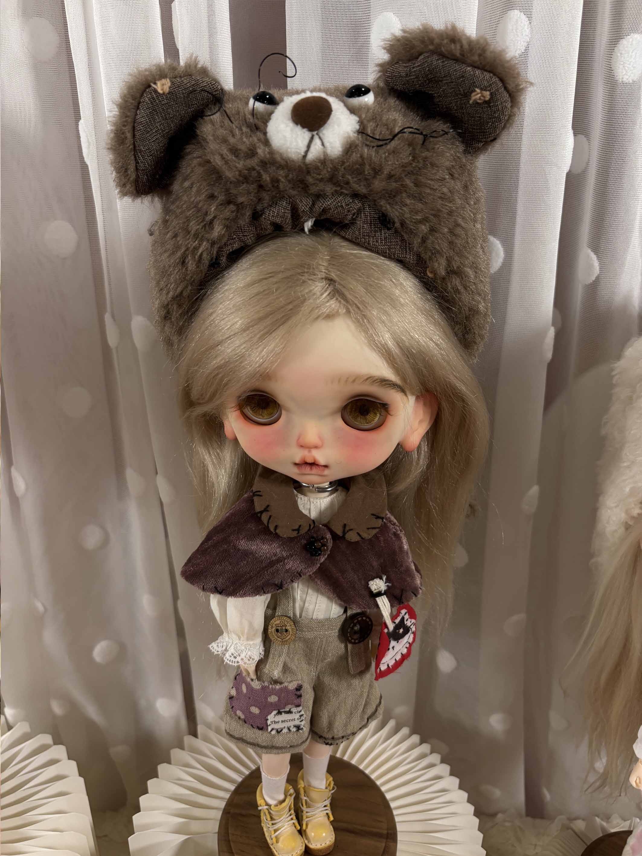 Handmade Outfit for Blythe/Pullip, Pastoral Style Suit‌ & Bear Hat