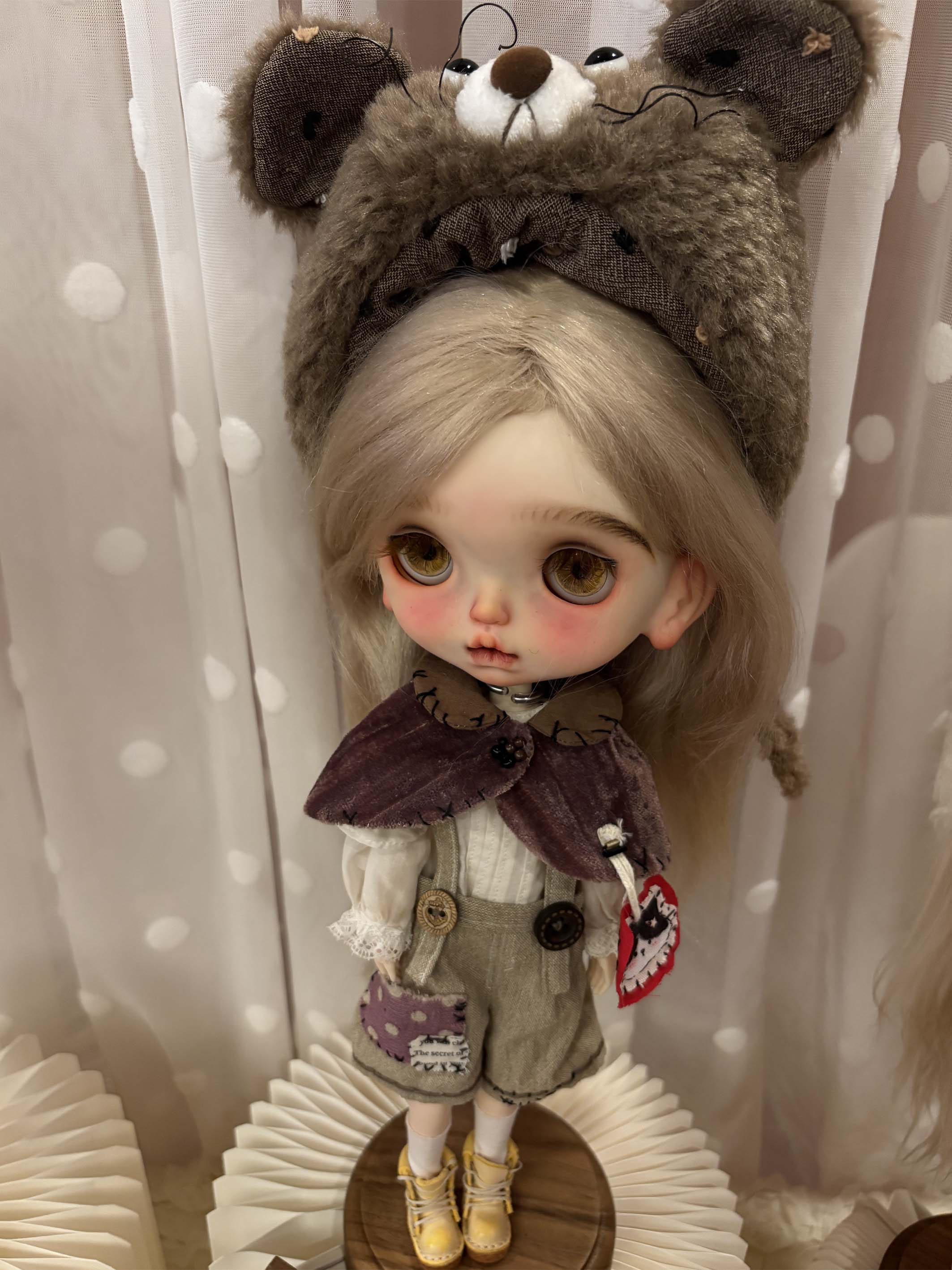 Handmade Outfit for Blythe/Pullip, Pastoral Style Suit‌ & Bear Hat