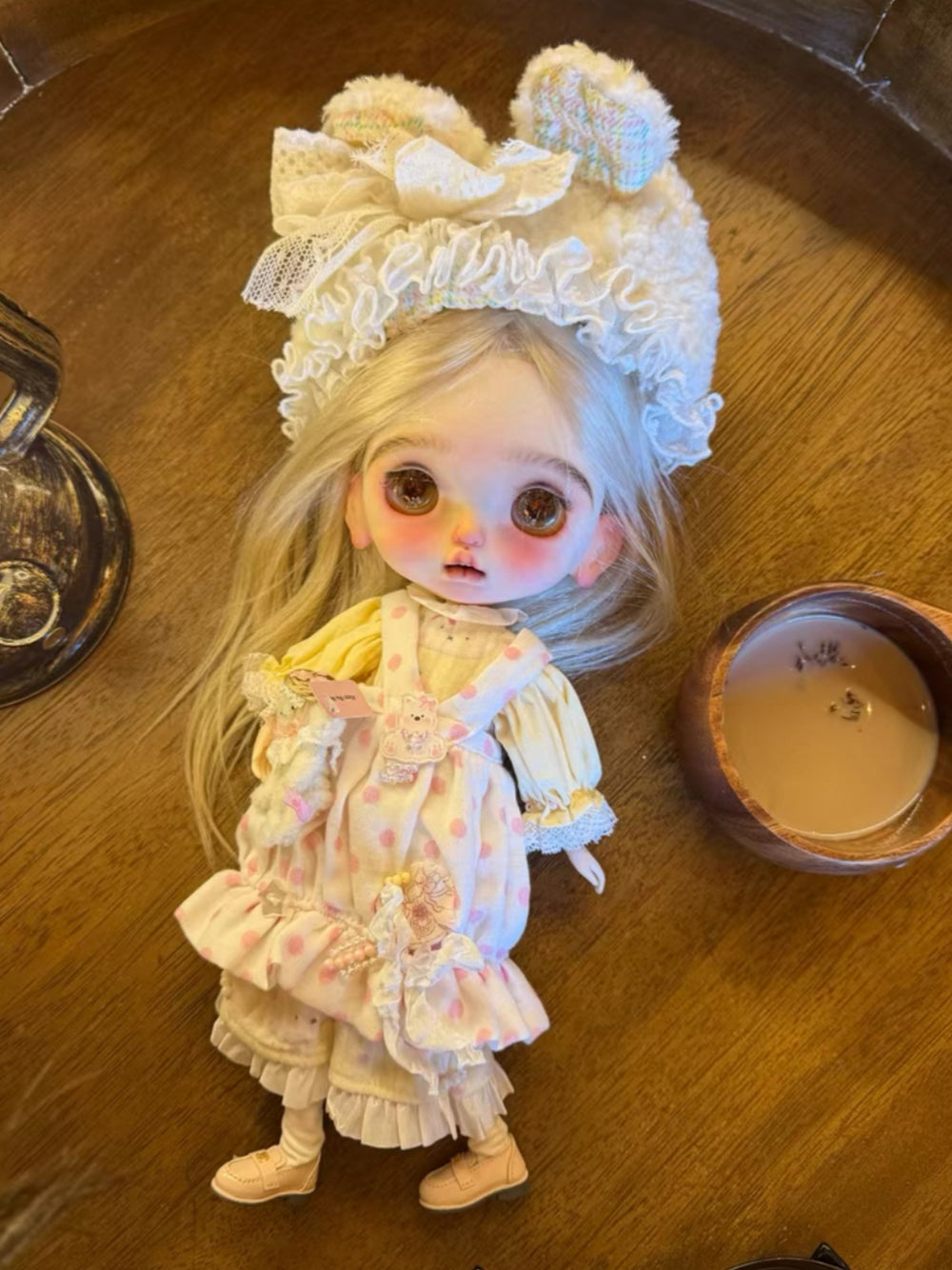 Pink Polka Dot Blythe Outfit Front View | ToastDoll