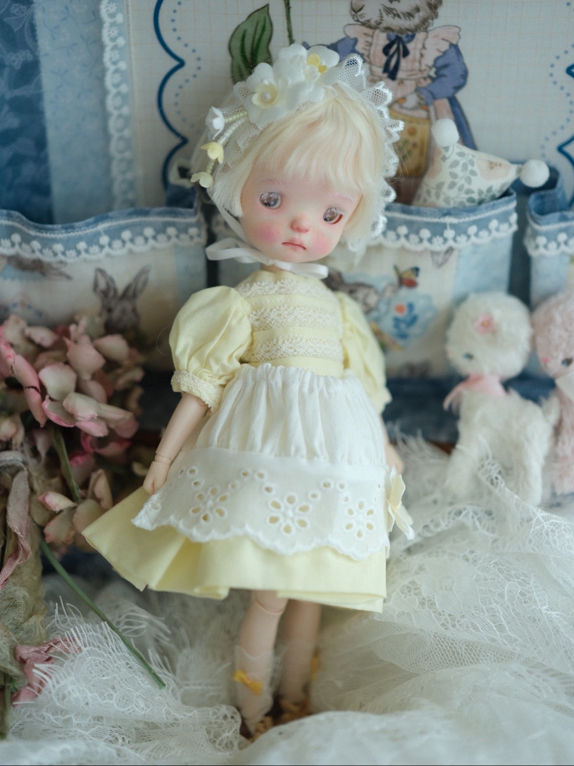 Pastel Apron Puff Blythe 1/6 BJD Dress-Handmade Doll Clothes-ToastDoll