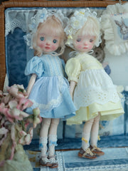 Pastel Apron Puff 1/6 BJD Dress On Doll Display | ToastDoll