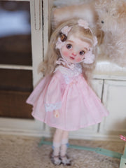 Pink Lolita Lace Blythe 1/6 BJD Dress On Doll Display | ToastDoll