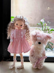 Pink Lolita Lace Blythe 1/6 BJD Dress  Full Body View | ToastDoll