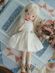 White Lace Blythe 1/6 BJD Dress Set Front View | ToastDoll