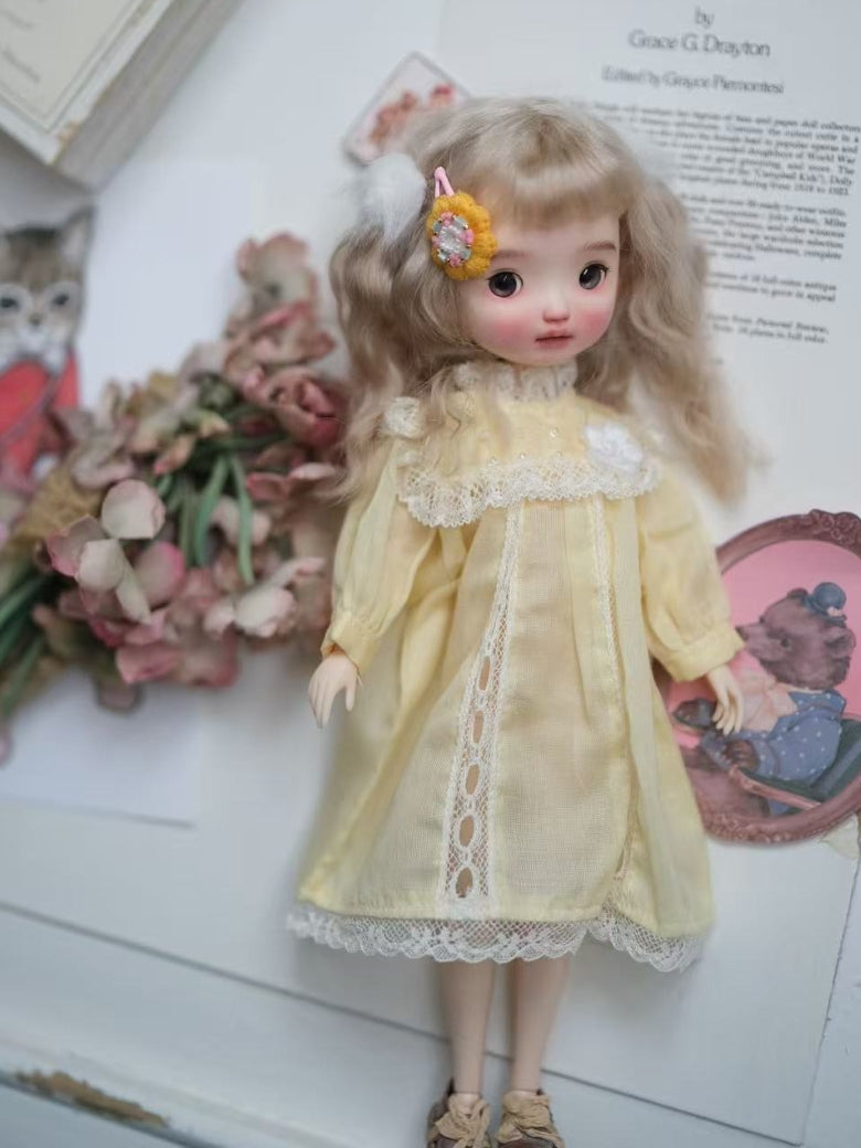 Yellow Lace Blythe 1/6 BJD Dress Set - Handmade Doll Clothes - ToastDoll