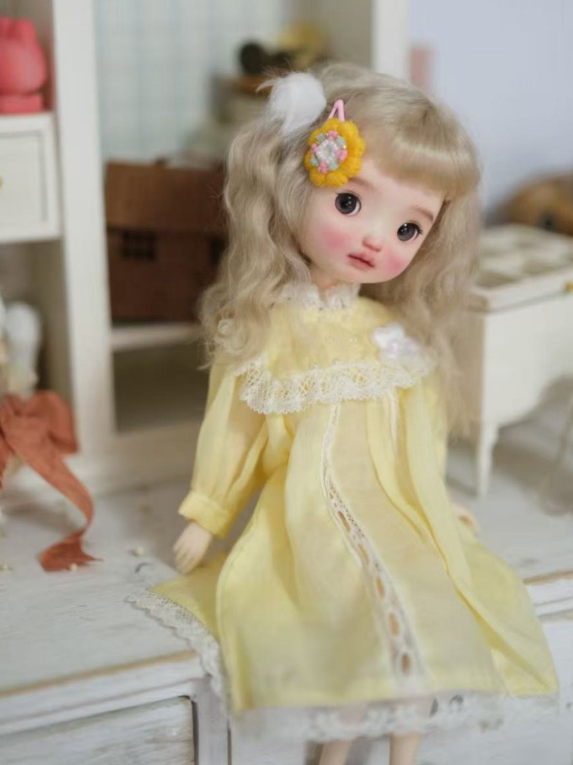 Yellow Lace Blythe 1/6 BJD Dress Set - Handmade Doll Clothes - ToastDoll