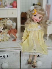 Yellow Lace Blythe 1/6 BJD Dress Set - Handmade Doll Clothes - ToastDoll