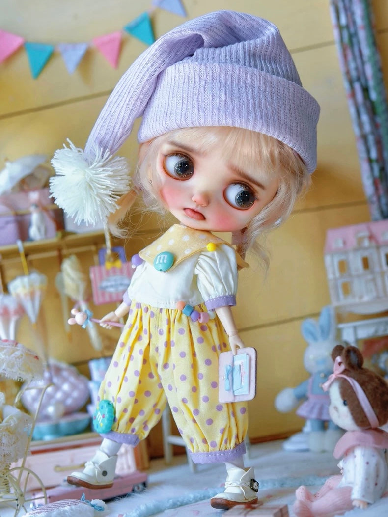 Yellow Purple Clown Blythe Outfit - Handmade Doll Clothes - ToastDoll