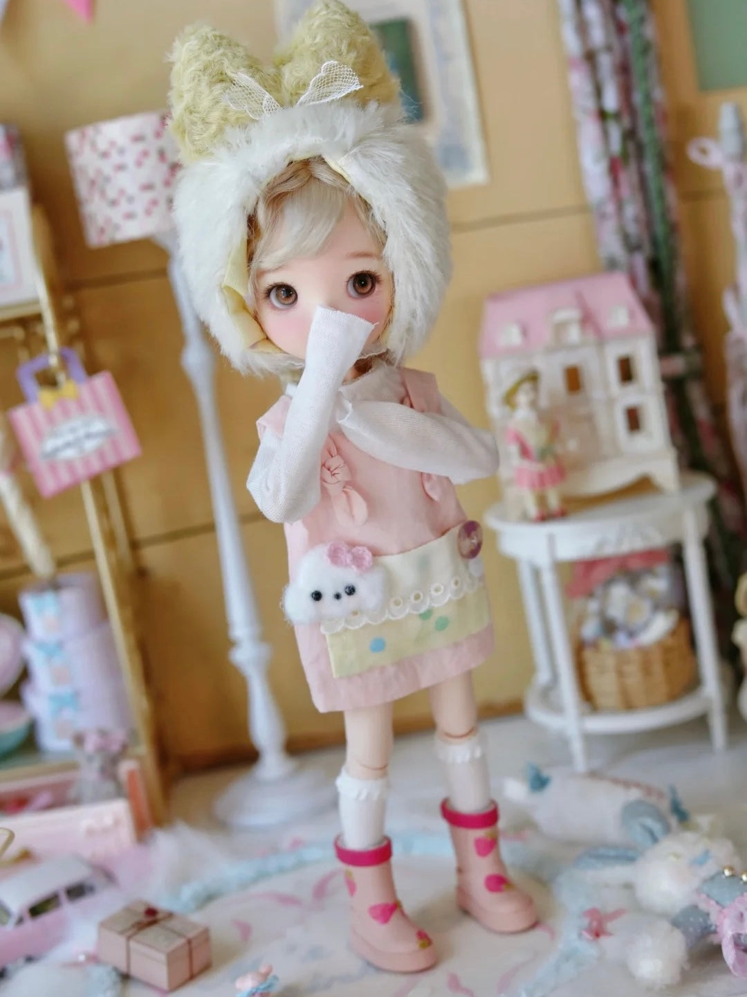 Pink Yellow BJD Outfit - Handmade Doll Clothes - ToastDoll