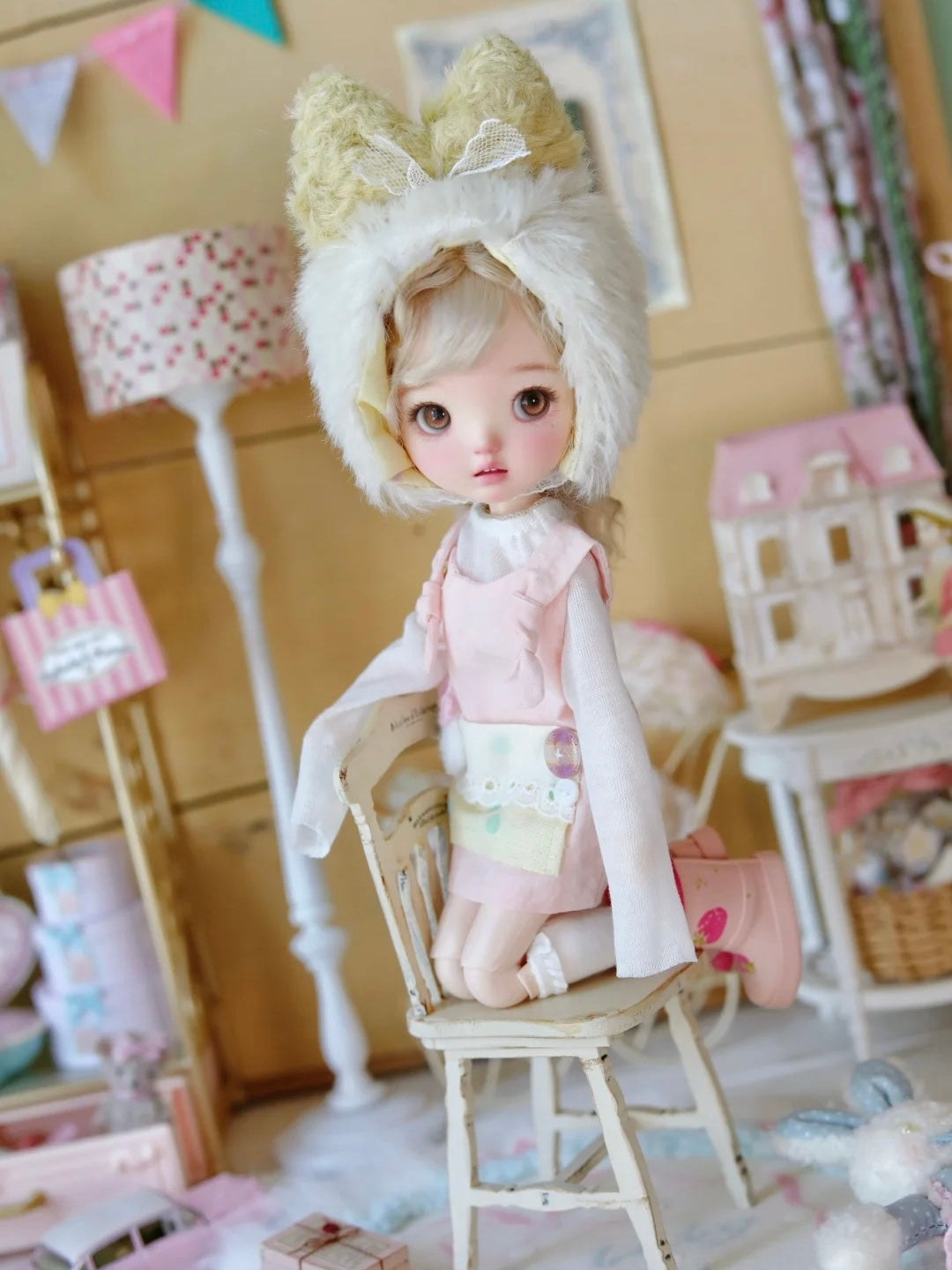 Pink Yellow BJD Outfit - Handmade Doll Clothes - ToastDoll