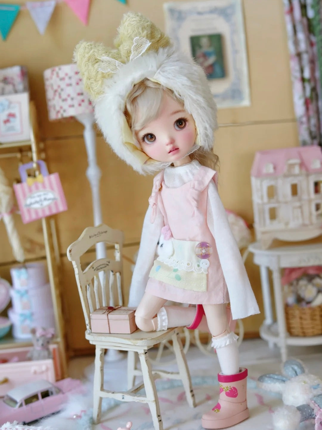 Pink Yellow BJD Outfit - Handmade Doll Clothes - ToastDoll