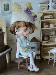 Sweet Light Green Blythe Dress Set - Handmade Doll Clothes - ToastDoll