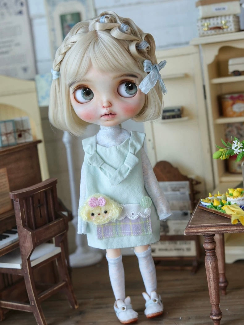 Sweet Light Green Blythe Dress Set - Handmade Doll Clothes - ToastDoll