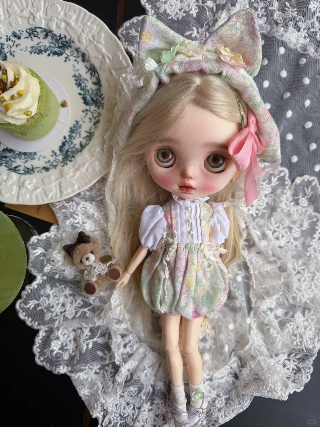 Floral Bunny Blythe BJD Dress Set - Handmade Doll Clothes - ToastDoll