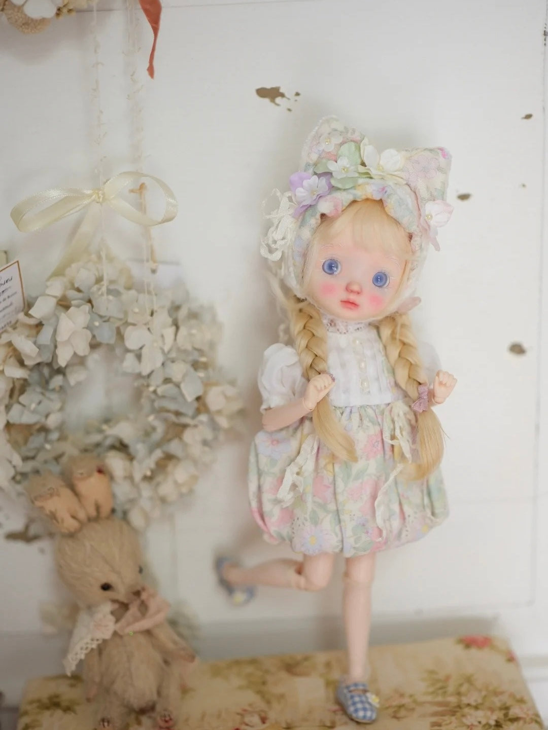 Floral Bunny Blythe BJD Dress Set - Handmade Doll Clothes - ToastDoll