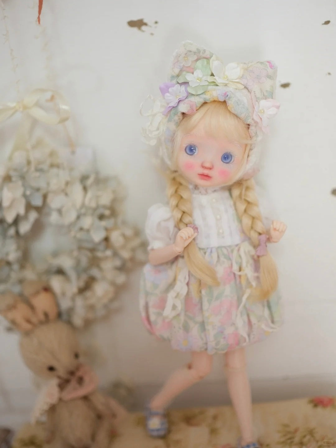 Floral Bunny Blythe BJD Dress Set - Handmade Doll Clothes - ToastDoll