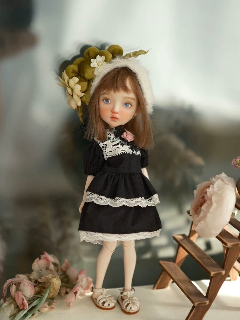 Vintage Black Lace Blythe BJD Dress - Handmade Doll Clothes - ToastDoll