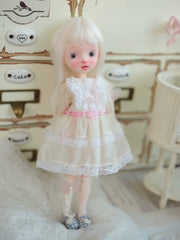Beige Pink Lace Blythe BJD Dress - Handmade Doll Clothes - ToastDoll