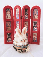 Handmade Doll Miniature Props for BJD/Blythe,  Bunny with Walnut Shell Car