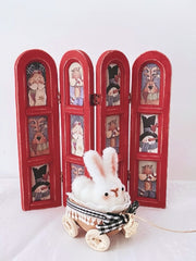 Handmade Doll Miniature Props for BJD/Blythe,  Bunny with Walnut Shell Car