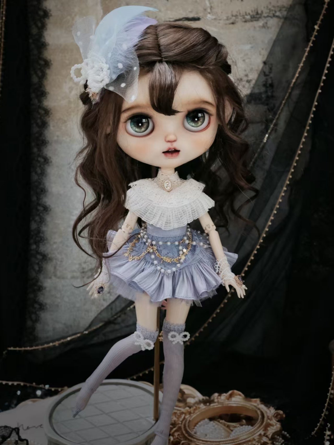 Handmade Outfit for Blythe/Pullip/Obitsu,Antique-Style Lace Tea Dress Set