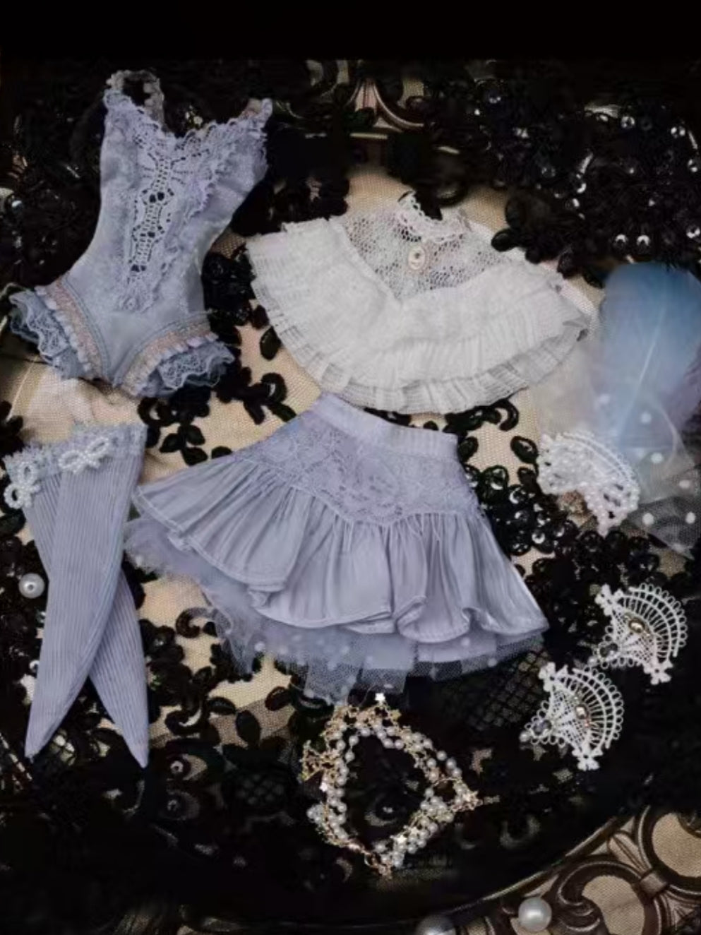Handmade Outfit for Blythe/Pullip/Obitsu,Antique-Style Lace Tea Dress Set