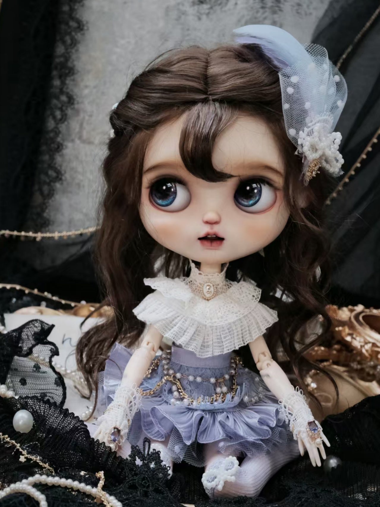 Handmade Outfit for Blythe/Pullip/Obitsu,Antique-Style Lace Tea Dress Set