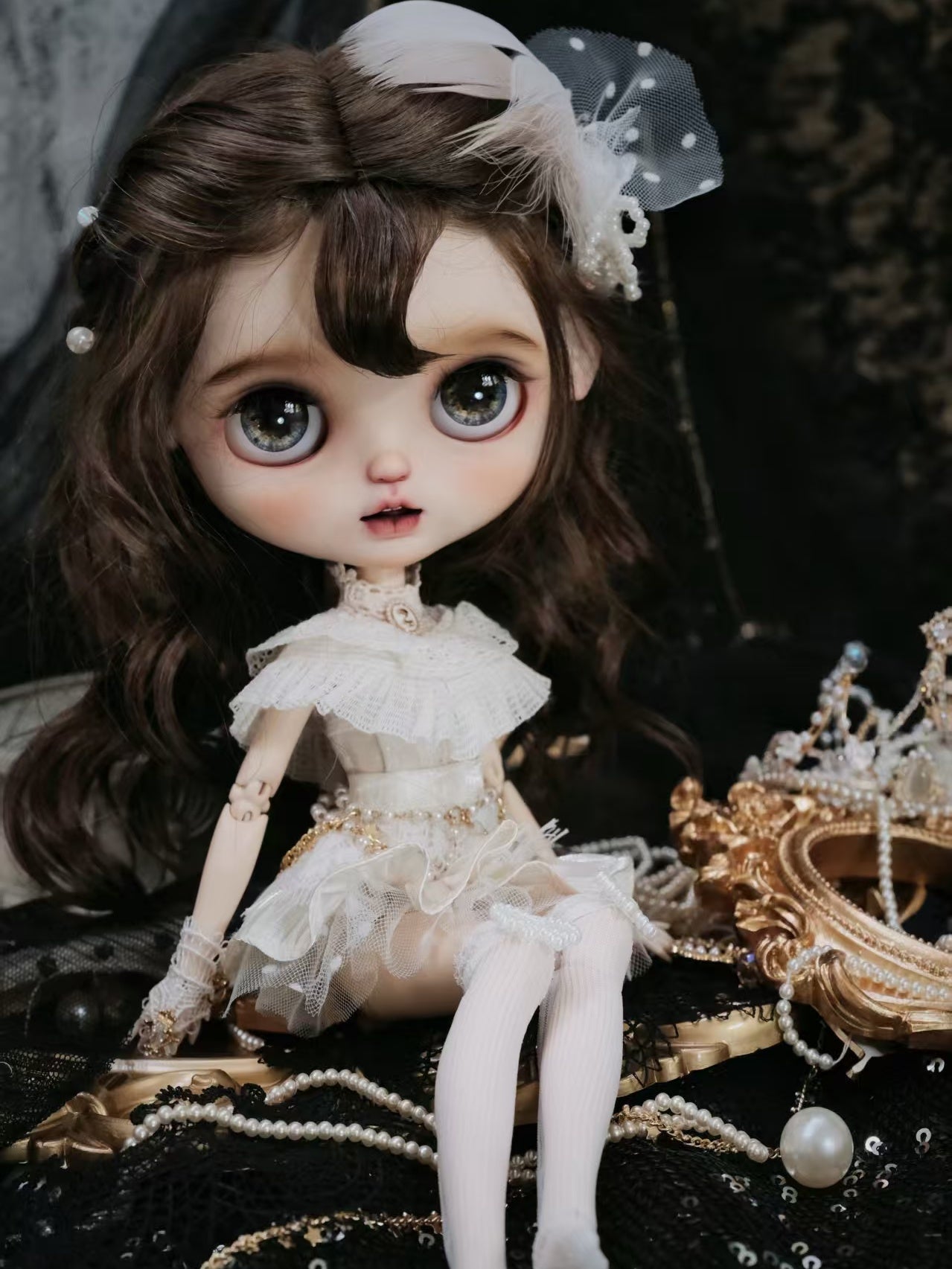 Handmade Outfit for Blythe/Pullip/Obitsu,Antique-Style Lace Tea Dress Set