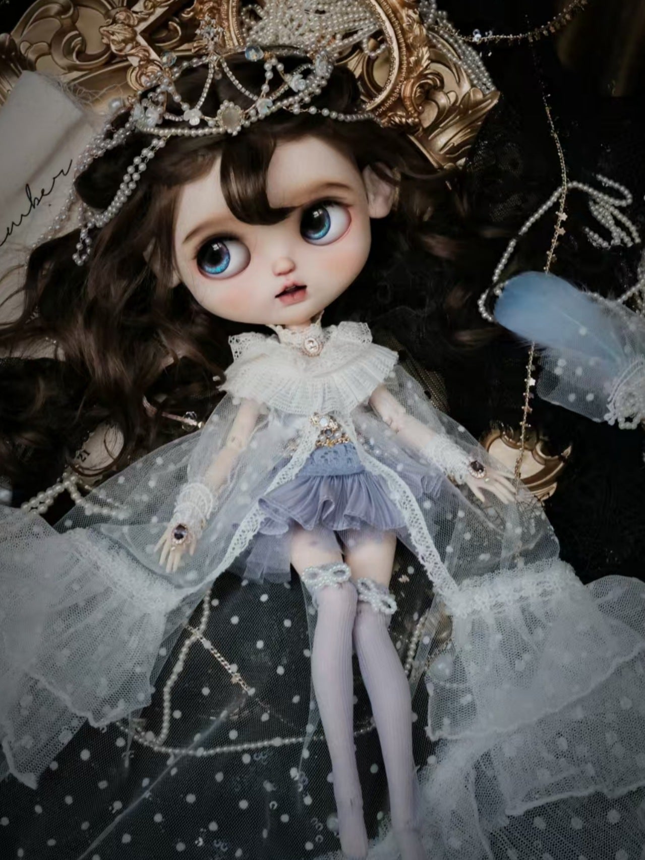Handmade Outfit for Blythe/Pullip/Obitsu,Antique-Style Lace Tea Dress Set
