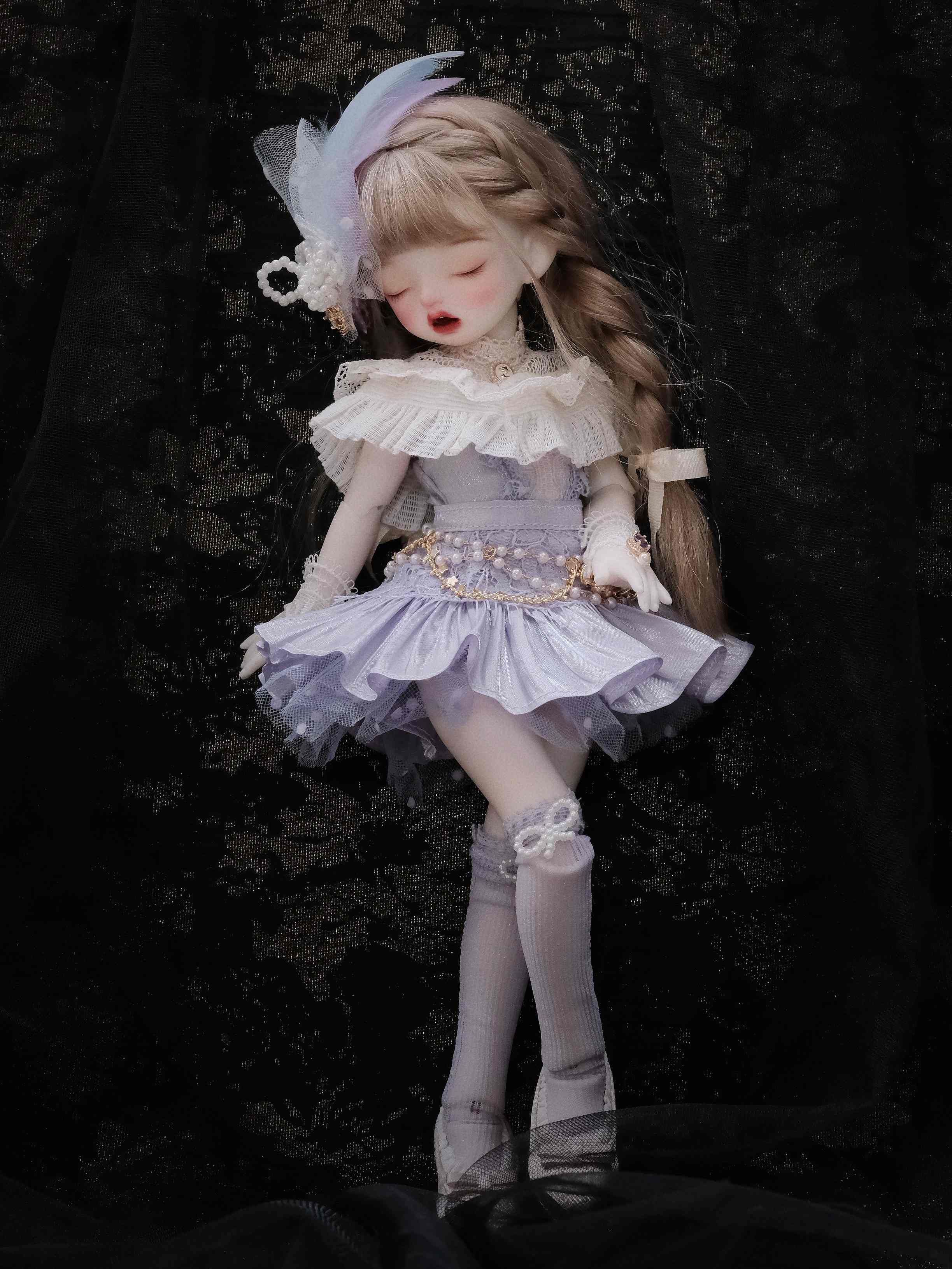 Handmade Outfit for BJD, Antique-Style Lace Tea Dress Set