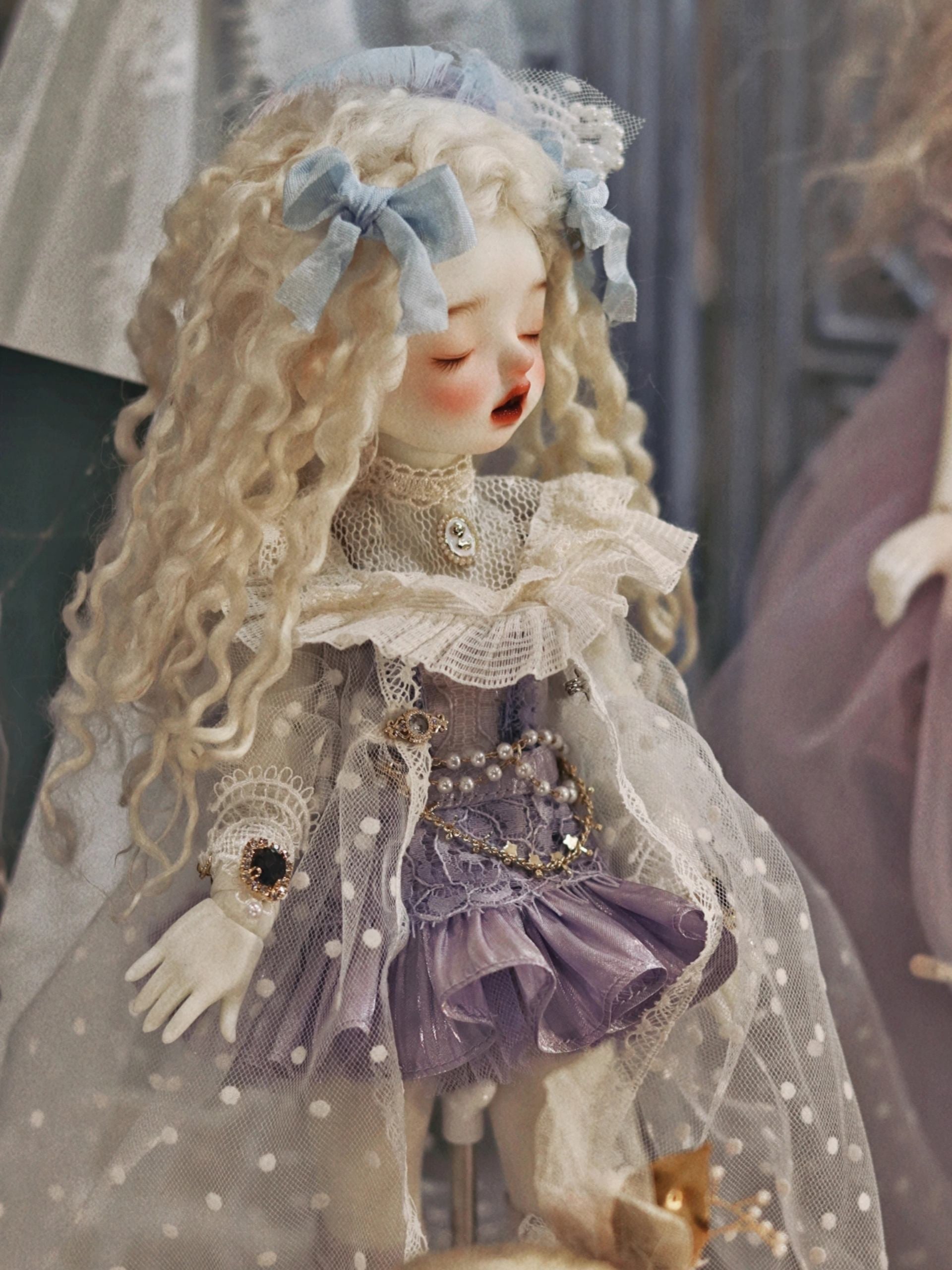 Handmade Outfit for BJD, Antique-Style Lace Tea Dress Set