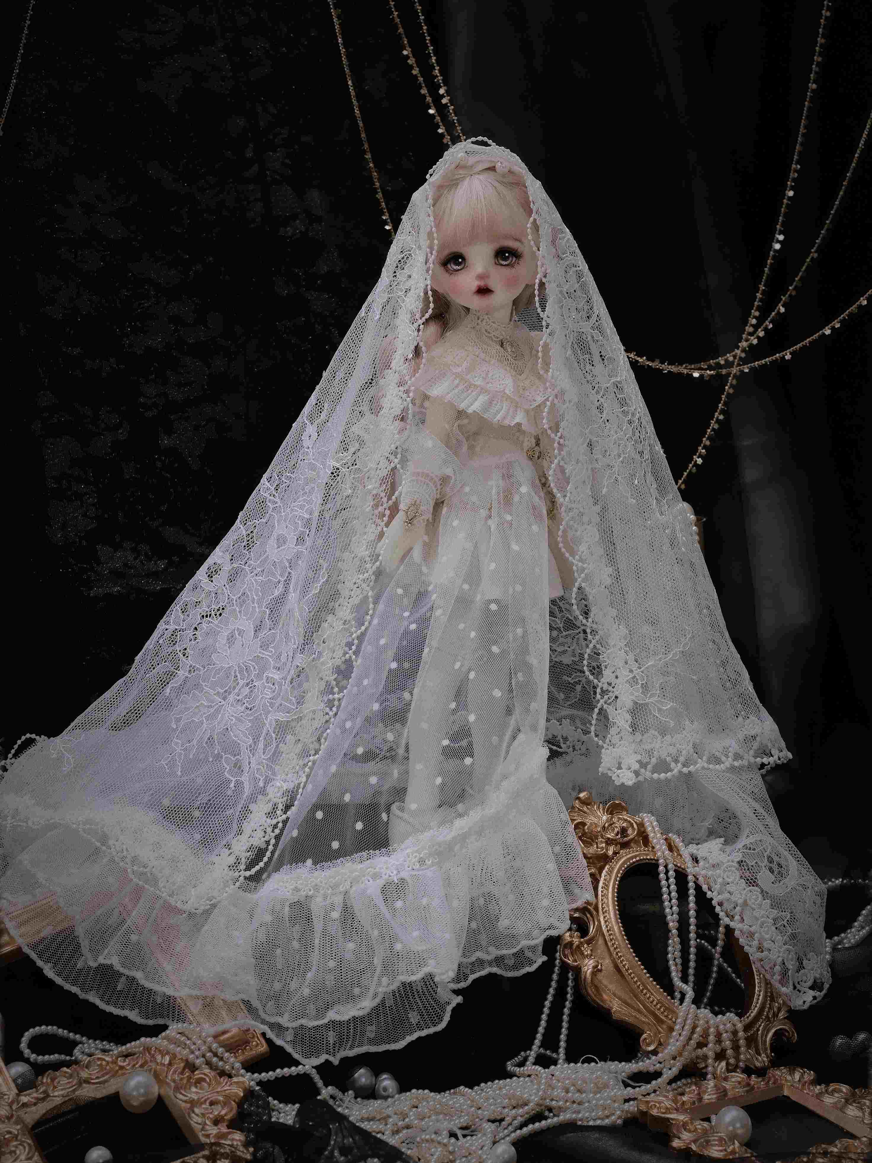 Handmade Outfit for BJD, Antique-Style Lace Tea Dress Set