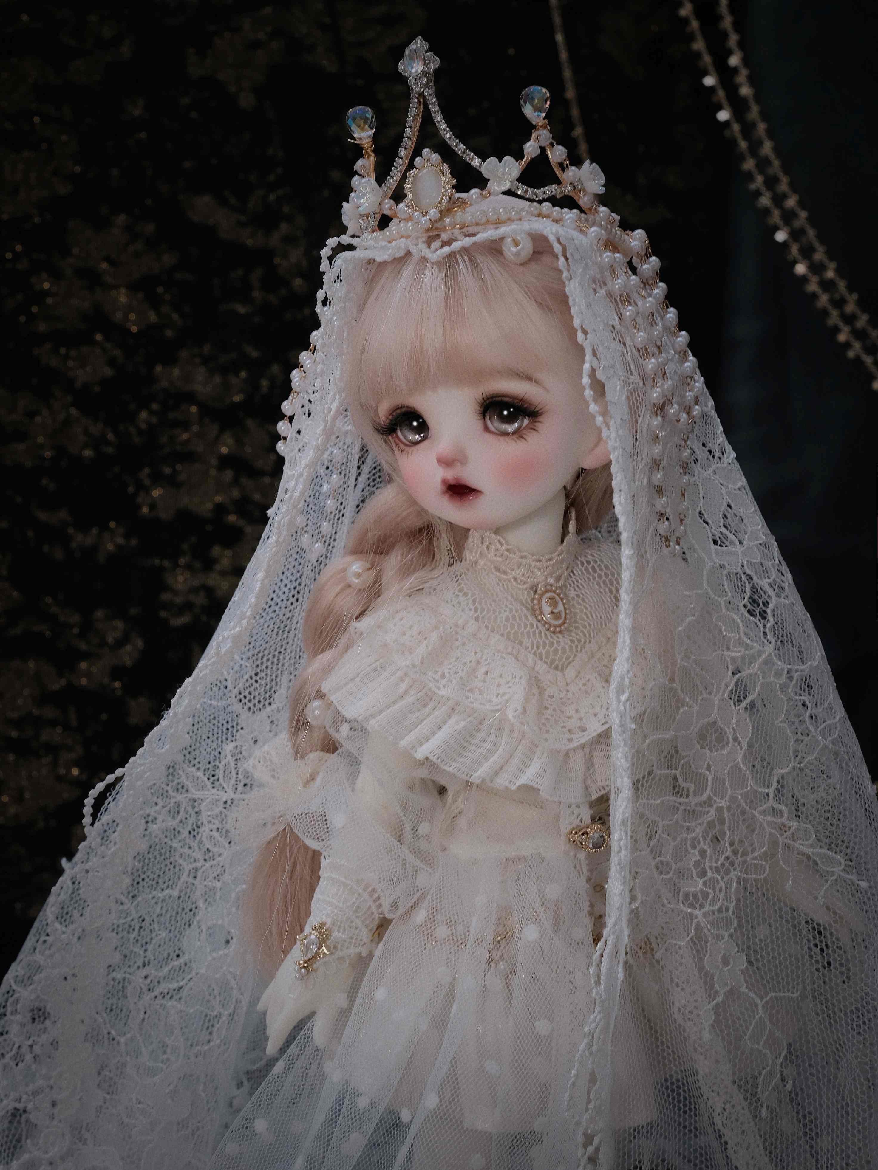 Handmade Outfit for BJD, Antique-Style Lace Tea Dress Set