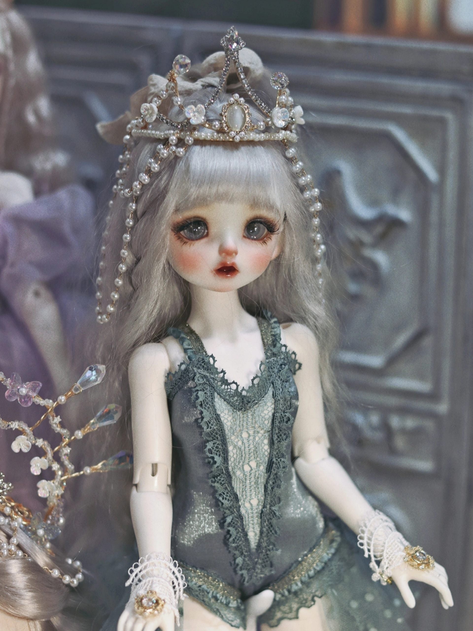 Handmade Outfit for BJD, Antique-Style Lace Tea Dress Set