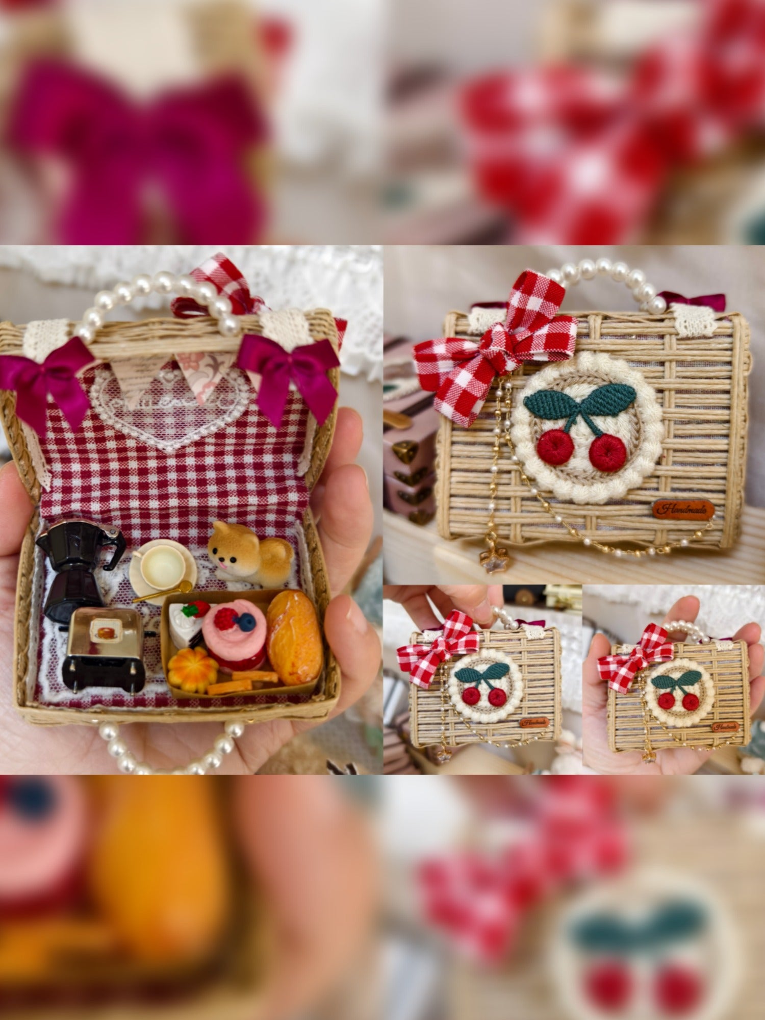 1/6 1/12 Scale Miniature Dollhouse Woven Carry Case