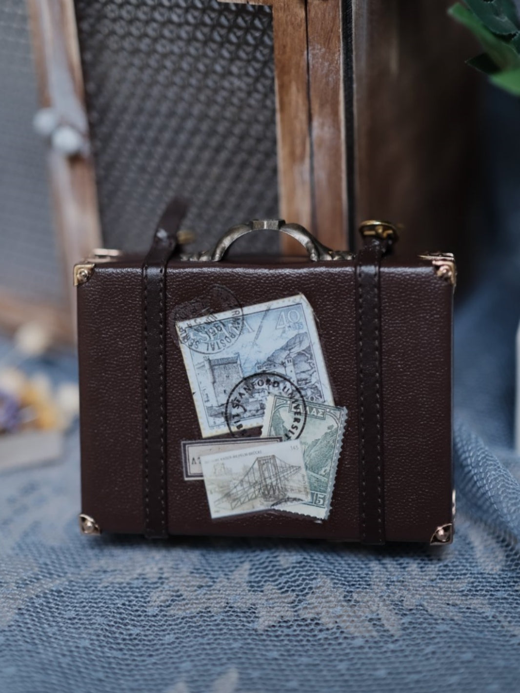 1/6 1/12 Scale Miniature Dollhouse Leather Carry Case
