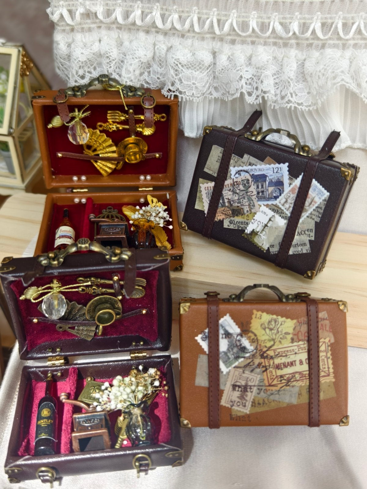 1/6 1/12 Scale Miniature Dollhouse Leather Carry Case