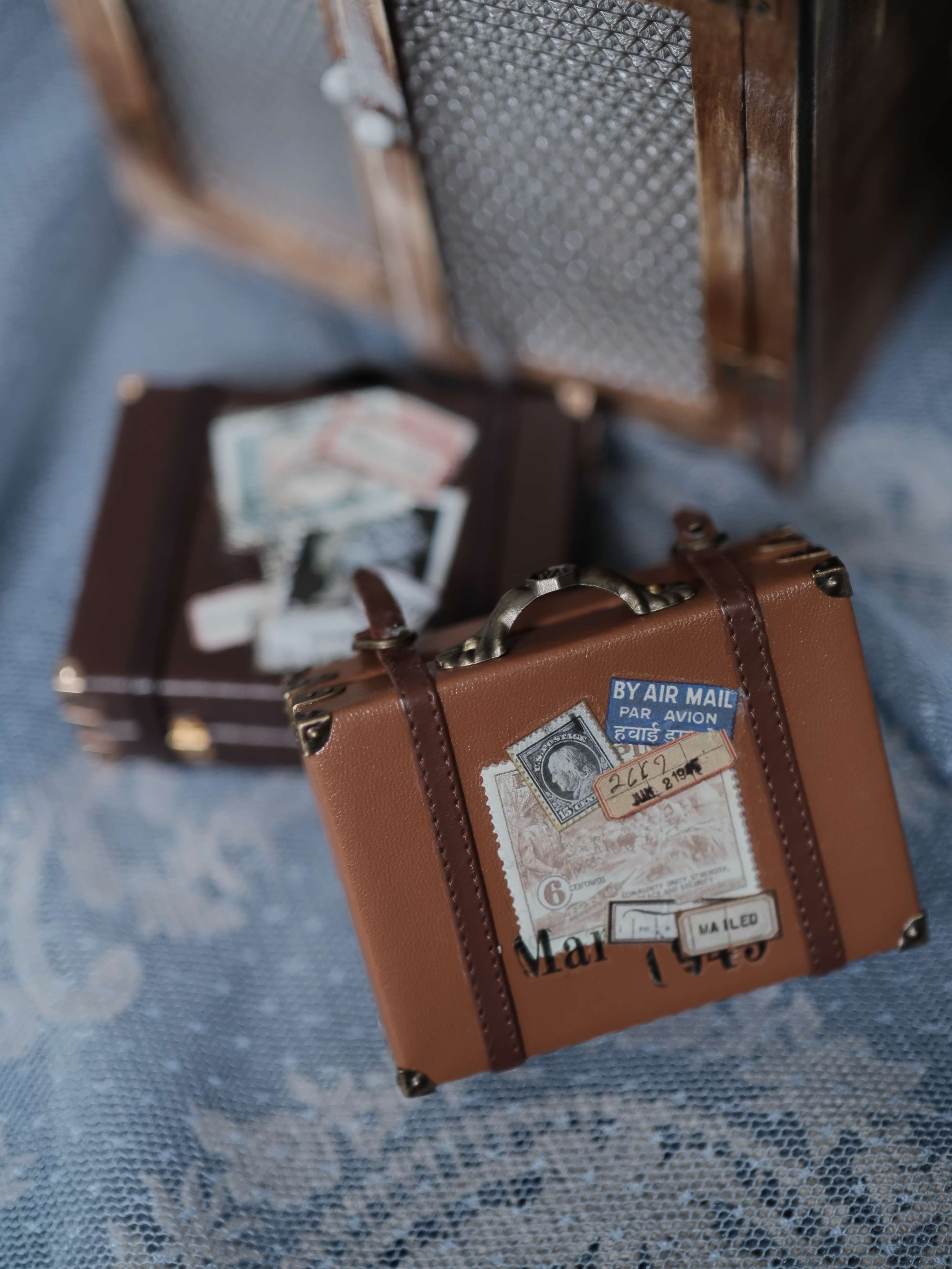 1/6 1/12 Scale Miniature Dollhouse Leather Carry Case