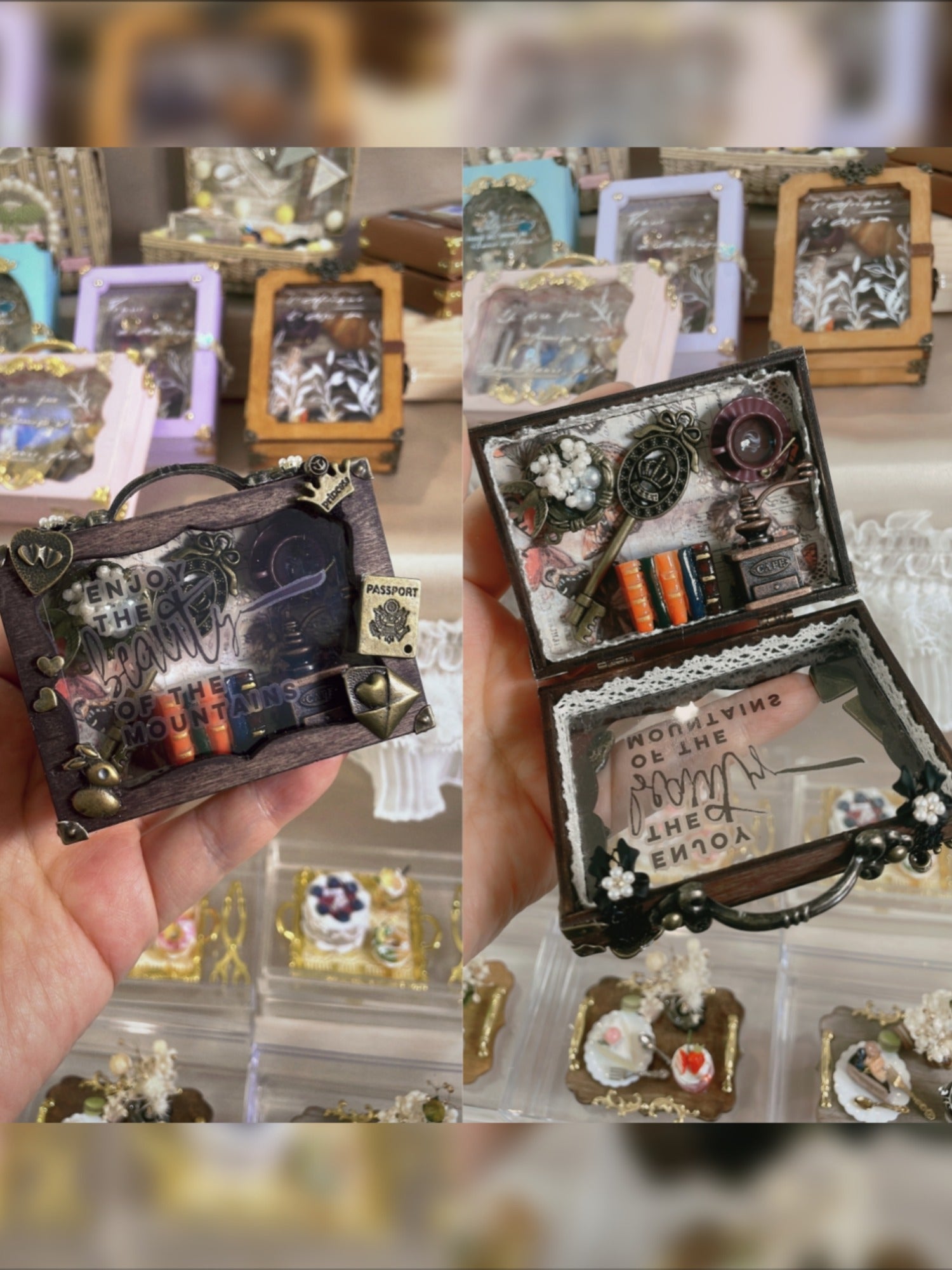 1/6 1/12 Scale Miniature Table Setting Kit in a Display Case