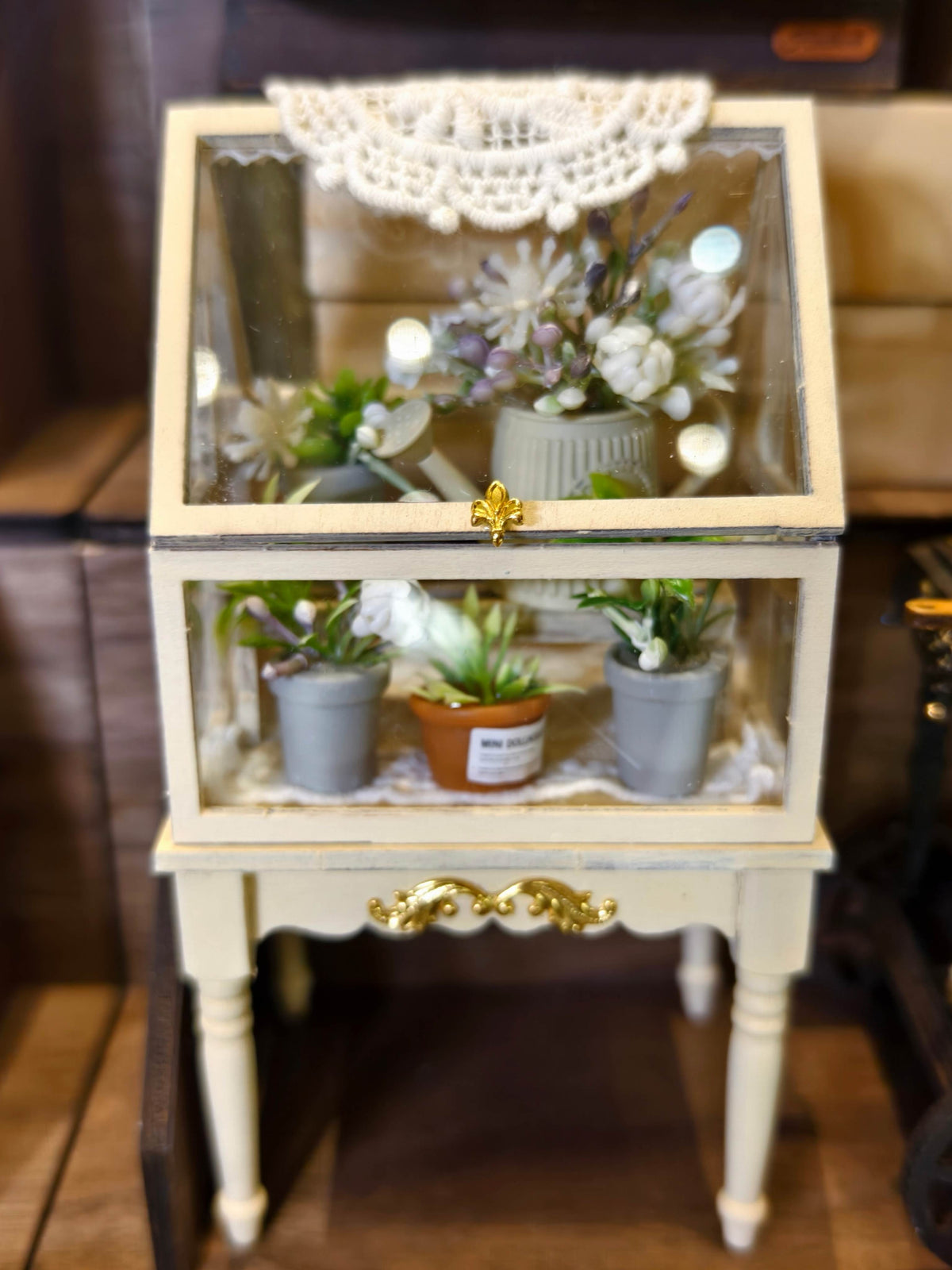 1/6 1/12 Scale Miniature Dollhouse Secret Garden Miniature Floral Showcase