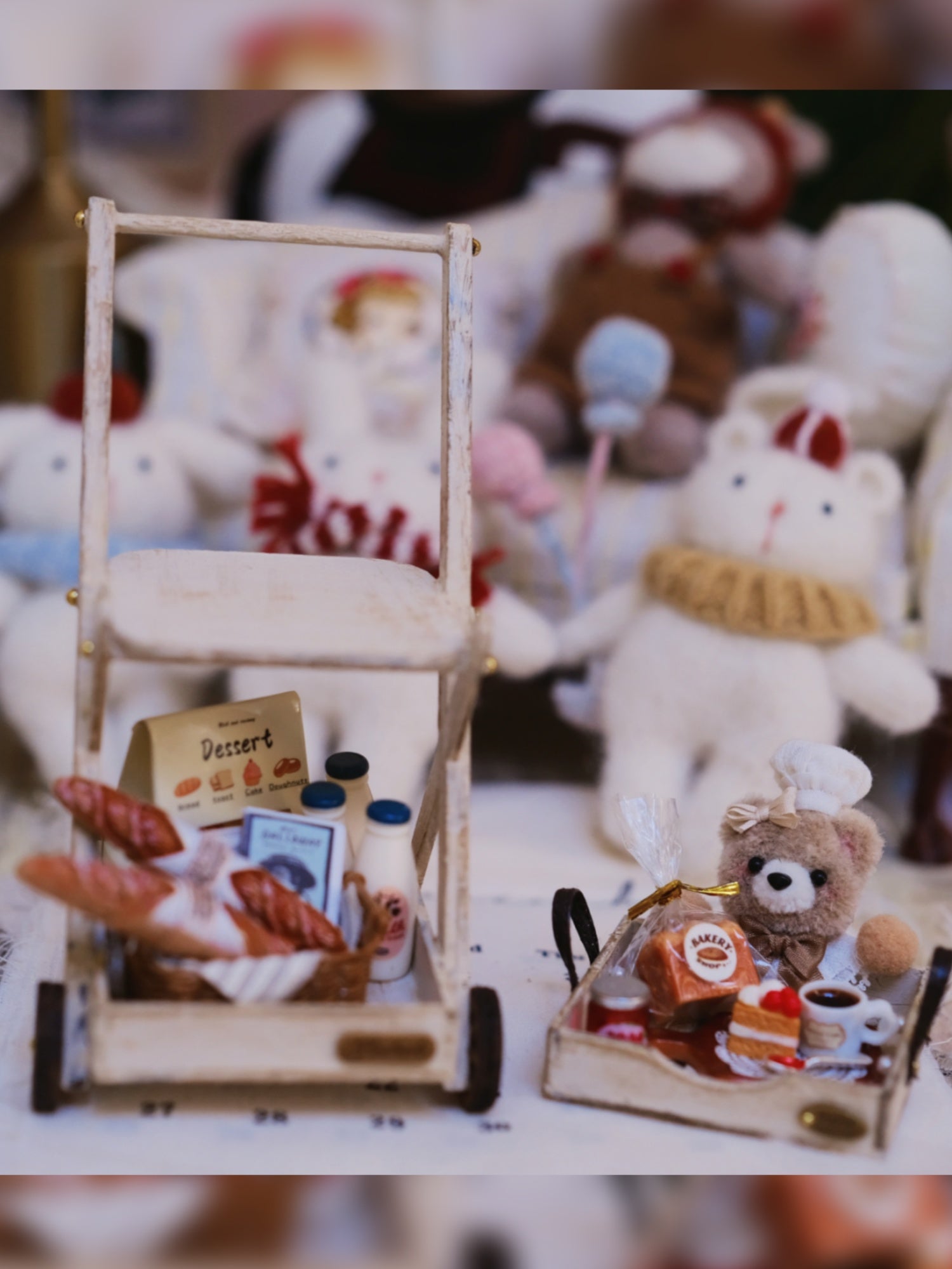 1/6 1/12 Scale Miniature Dollhouse Animal Cart with Miniature Accessories